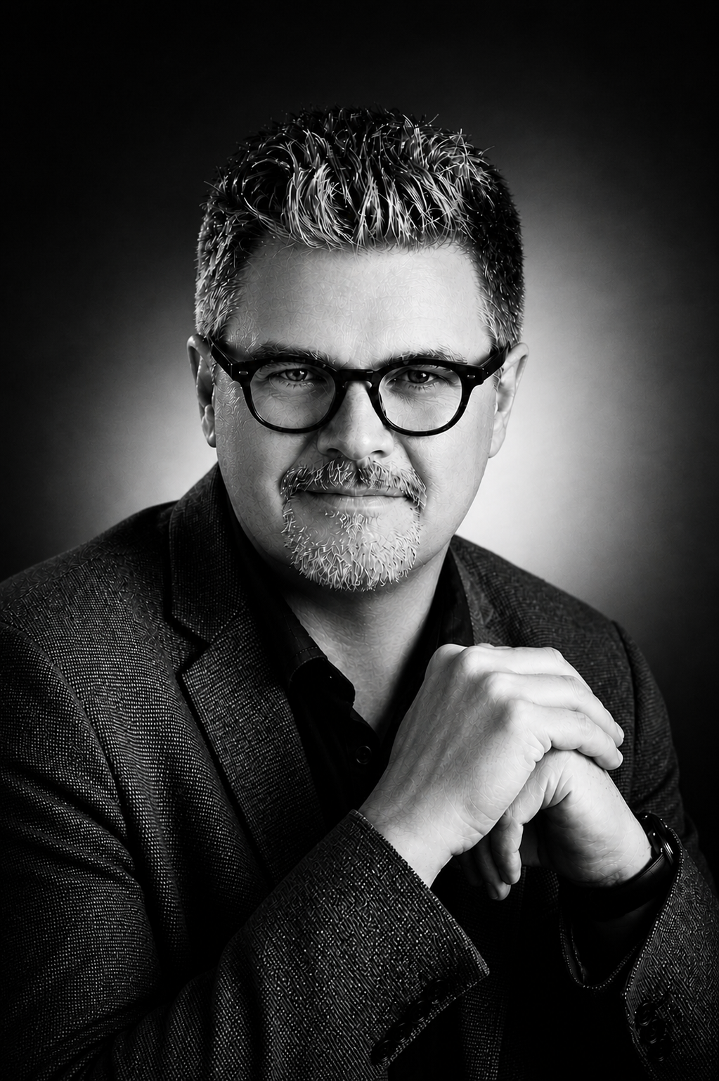 Portrait noir et blanc de Mickaël Triquet