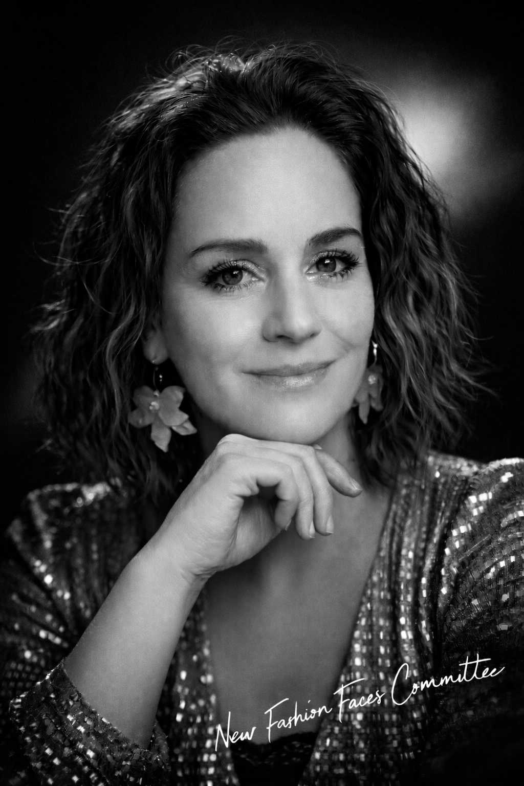 Portrait noir et blanc d'une membre du jury